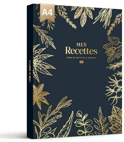 BIROYAL Carnet de Recettes à Remplir A4, 114 Recettes, Bleu noir | Papier Épais 120g, Grand Espace d'Écriture, Table de Conversion & Calendrier Saisonnier, Pour cuisiniers amateurs & famille