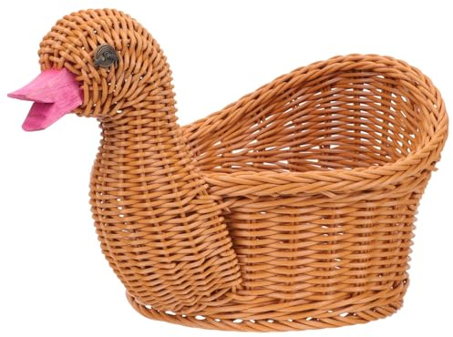 Generico Cestino Intrecciato in Plastica Forma di Anatra Portaoggetti da Tavolo per Frutta e Snack Contenitore Decorativo Resistente per Casa e Picnic
