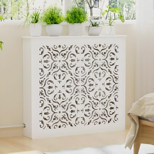 Modern kylarskydd skåp hylla elegant värmeskåp skydd bärande kylarhylla för hem och vardagsrum enkel installation vit (100x)