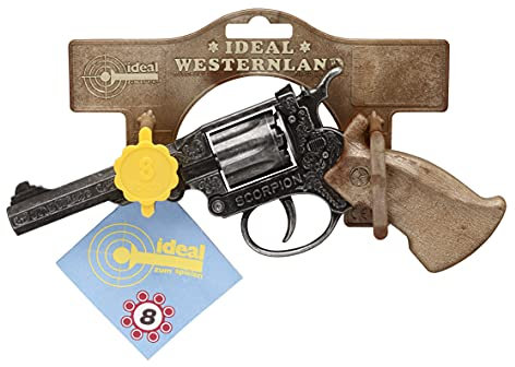 Schrödel J.G. 1068271 Scorpion antik: Spielzeugpistole für Zündplättchen-Munition, passend für Cowboys und Sheriffs, 8 Schuss, 22 cm, grau / silber (106 8271)