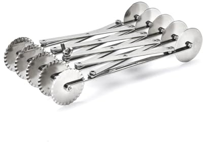 De Buyer 4781.01 Fahrrad Rolle – Teigschneider ausziehbar Doppelter – Edelstahl – 5 Doppelzimmer Klingen Vereinten und geriffelt Durchmesser 5,5 cm, 27.9 x 20.1 x 10.9 cm
