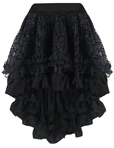 Kelvry Donna Sexy Solid Pizzo Colore Asimmetrico Alto Corsetto Gonna Basso