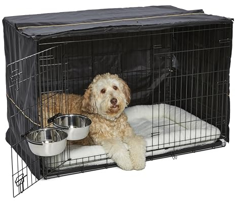 MidWest Homes for Pets iCrate Hundebox-Starterset, für extra große Hunderassen, inklusive Hundebox mit 2 Türen, Haustierbett, 2 Näpfe und Sichtschutz, 122 cm