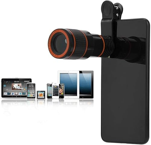 Cell Phone Camera Lens, Professional 12X Telephoto Lens， Telescopic Focusing Universal Phone Camera Lens for Mobile Phone Tablet Cell Phone Lens Default