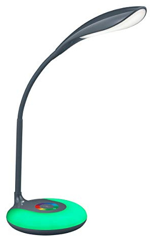 Flexible Schreibtischleuchte KRAIT in Anthrazit mit Touch Dimmer, USB Anschluß + RGB Farbwechsler