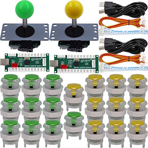 SJ@JX Arcade Game 2 Player Controller DIY Kit Microswitch Button 4&8 Way Joystick Zero Delay USB Encoder Fighting Stick Handles Console for PC MAME Raspberry Pi Retropie
