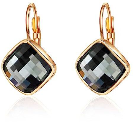 VONSSY Orecchini pendenti con goccia di cristallo | Orecchini a cerchio con leva posteriore con pietre preziose create | Eleganti orecchini ipoallergenici con zirconi pendenti in platino/oro rosa