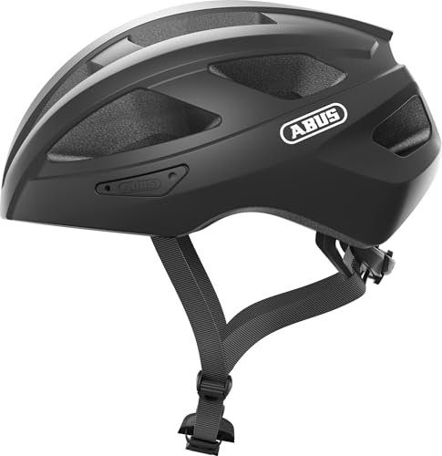 ABUS Rennradhelm Macator - Sportiver Fahrradhelm für Einsteiger - auch für Zopfträger/-innen - für Damen und Herren - Schwarz Matt, Größe L
