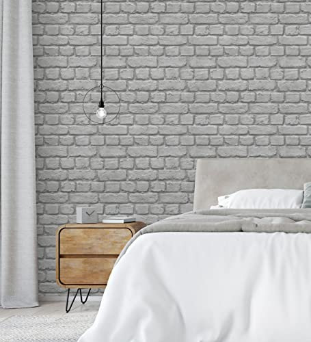 GAULAN 6224 Papier peint imitation mur de brique industriel texturé gris pour mur salon chambre couloir salle à mange tête de lit hall d'entrée - Rouleaux de 10 m x 0,53 m