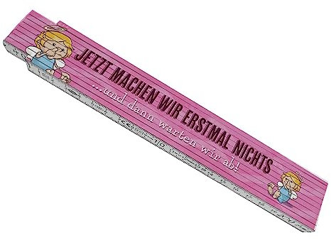 Engel Meterstab aus Holz mit Spruch - Wir machen nichts und warten ab für Männer Handwerker Engel Zollstock frech Meßlatte praktisch neckisch