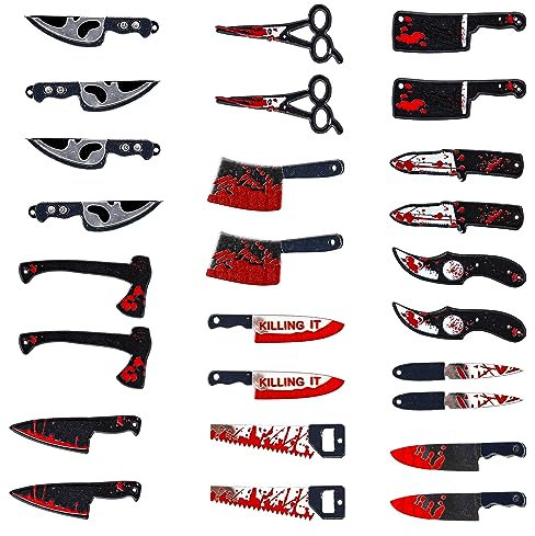 PEUTIER 26 Uds Abalorios de Cuchillo de Halloween, Mini Abalorio de Cuchillo de Terror, Decoración Halloween Terror para Hacer Joyas, Collares, Pulseras, Pendientes (13 Estilos)