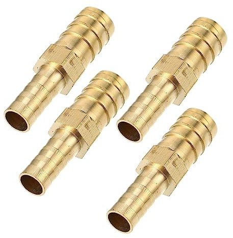 QUARKZMAN 12-8mm Messing Schlauchverbinder Widerhaken 4Stk. Für Schläuche | Goldton, Außendurchmesser 12mm/8mm, Für PKW, Motorrad, LKW, Gesamtlänge 42mm