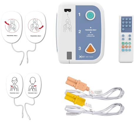 AED Trainer mit Fernbedienung, Lehrgerät für AED-Training, Tragbar AED Trainingsgerät mit CPR-Lehrgerät Maschine, 10 Trainingsszenarien, Sprachkombination Schwedisch und Finnisch (XFT 120C+)