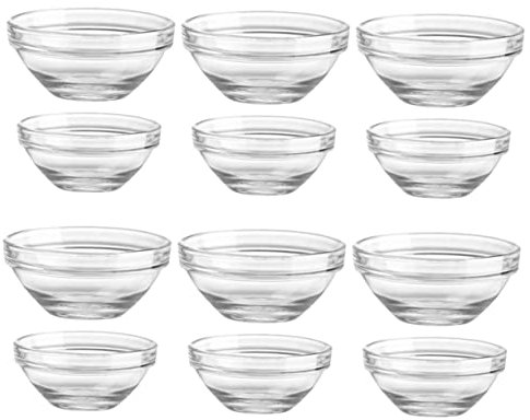 TOPBATHY 12pièces Ramequins Verre Transparent Pour Cuisine Bols à Dessert Salades Et Fruits De Bols De Service Polyvalents Pour Maison Et Restaurants