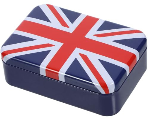 Amosfun Small Metal Tin Box, Uk Flag Pattern Tin Box Portable Storage Organizer for Bobby Pins, Candy, Treats, Cotton Swabs, Floss (9.5x3.5x6.5cm)