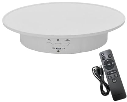 Sharplace Elektrischer drehbarer Drehteller für Fotografie, 360 Grad Drehbar Display Ständer, Motorisierter Drehteller mit Fernbedienung für Produktanzeige, Schmuck, Uhren, 3D Modelle, Weiß-Texturiert