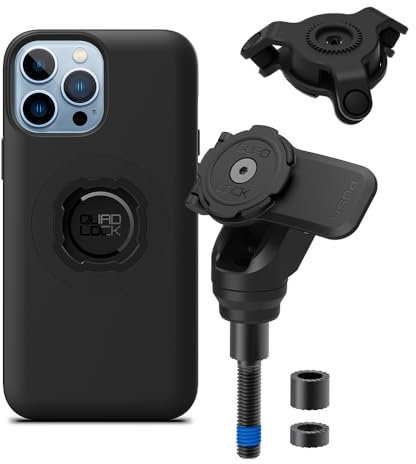 Quad Lock Motorcycle Handlebar Clamp Bolt Phone Mount PRO Kit with Vibration Dampener and iPhone 13 Pro MAG Case