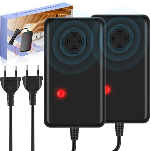 Sorlpv Marderschreck mit Stecker, Ultraschall Marderabwehr für 50m², Effektive Langfristig Marderschreck, für Dachboden, Haus, Scheune, Garten, Garage (2 Stücke)