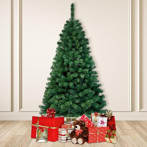 Sonnewelt Sapin de Noël artificiel de 150 cm avec support en métal, matériau PVC, faux sapin avec 488 pointes, pour créer une atmosphère de Noël.