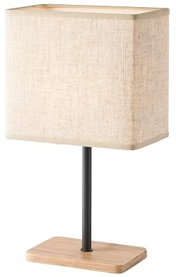 Fischer & Honsel Tischleuchte Bozen | sandschwarz matt/eichefarben natur| Stoffschirm| sandfarben Leinen| L: 17 cm, B: 10 cm, H: 30 cm | mit Schnurschalter| 1x E14 max. 25 W ohne Leuchtmittel