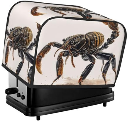 Skorpion Toaster-Abdeckung, 2 Scheiben, Küche, kleine Geräte, Abdeckungen mit Taschen, Toaster, Staubschutz mit Griff oben, waschbar, Universal-Brotbackmaschinen-Abdeckung für Küche