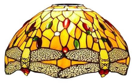 BOTOWI Dragonfly Tiffany Lamp Shade Replacement, 12X7 Inch Stained Glass Lampshades, Only 1-5/8-Inch Fitter Opening for Arched Floor Lamp Torchiere Lamp Pendant Light Ceiling Lamp,Yellow