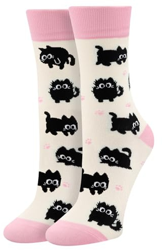 AGRIMONY Calzini Donna Divertenti Ragazza Mamma Nonna - Gatto Fantasia Colorati Arte Lunghi Simpatici Strani Animale Natalizie Calze - Idee Regali Natale Festa Della Mamma Originali Regalo per Lei