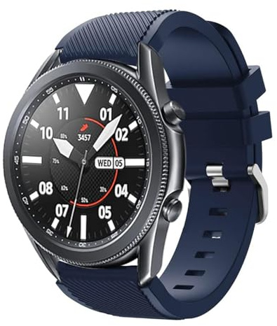 JunXiangRui Strap Compatible with Samsung Galaxy Watch 3 45mm/Galaxy Watch 46mm/Huawei GT 2 46mm, 22mm Soft Silicone Sport Wrist Bands Replacement for Samsung Gear S3 Frontier for Men (blue, 22mm)