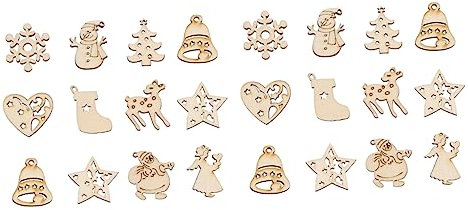 HAWILLOSCH 100stücke Weihnachts-holzscheiben Mix Aus Schneeflocken Rentier Schneemann Unbemalte Leichte Diy Holzteile Zum Basteln Bemalen Dekorieren Für Weihnachtsdeko Handwerk Geschenke