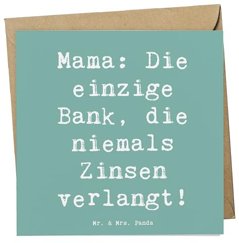Mr. & Mrs. Panda faltkarte Spruch Mutter Bank - Geschenk, Geburtstag, Grußkarte, Glückwunschkarte, doppelkarte, Familienmitglieder, anlasskarte, Muttertag, für, herzerwärmende Sprüche, Mutterliebe