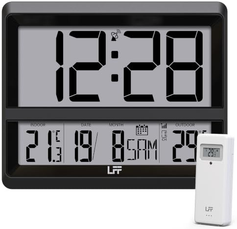 TEMU - Orologio atomico con display grande, colore: nero