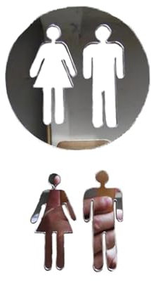 Signaletique Toilettes 2 pièces panneau de toilette 3D WC homme femmes décor autocollant mural amovible affiche de toilette miroir Surface décalcomanie bricolage porte de toilette panneau d'entrée(Typ