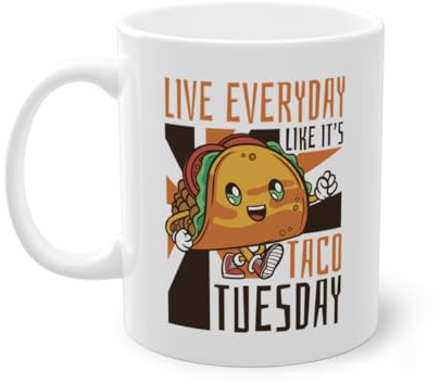 Live Everyday Like It's Taco Tuesday Al Pastor Taco Taco Amantes del Taco Taza de Café | Cuenco Duro Taco Blanco (07621B)