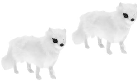 Kisangel 2St Simulation Fuchs Modell Figuren Ornament Tiere Dekoration beschwertes Kuscheltier lauch Kuscheltier Stofftier Sammlung Füchse-Statue Kinderversorgung Kunstfell Weiß