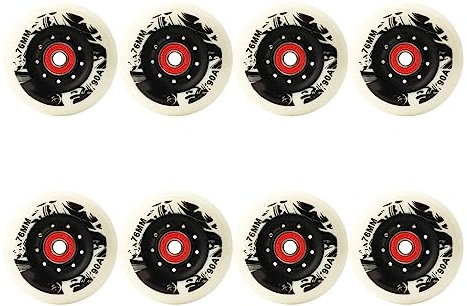 Generisch Inliner Skate Räder Indoor/Outdoor Rollschuh Räder Inline Skate Ersatz Rollen 72 mm 76 mm 80 mm Inlinehockey für Härte 90A 8er Pack