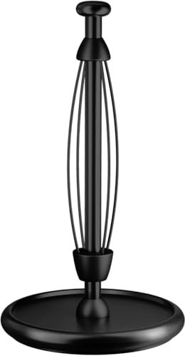 VEHHE Küchenrollenhalter Schwarz – Edelstahl Stehend mit Einhandbedienung & Ratschensystem für Präzise Papierabtrennung, Rutschfester Standfuß, Passend für Zewa & Alle Gängigen Küchenrollen