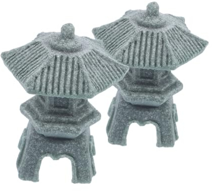 HANABASS 2piezas Estatua De Piedra De Linterna Miniatura Decoración Japonesa para Jardín Adorno De Pagoda para para Micropaisaje Asiático Estatua De para Jardín Zen