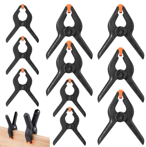 10 Pcs Spring Clamps Plastic Heavy Duty Nylon Spring Clips Quick Grip Crocodile Clips for DIY Project Photo Studios Woodwork Artwork Photo Background Home Improvement (5 * 3 inch+5 * 2 inch)