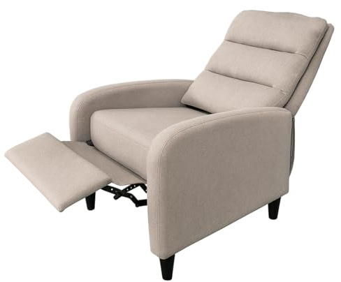 Acomoda Textil – Butaca Reclinable con Respaldo Alto y Reposapiés Extensible 102x69x90 cm. Sillón Acolchado Ergonómico, Resistente y Elegante. Diseño Funcional para Salón y Dormitorio. (Beige)