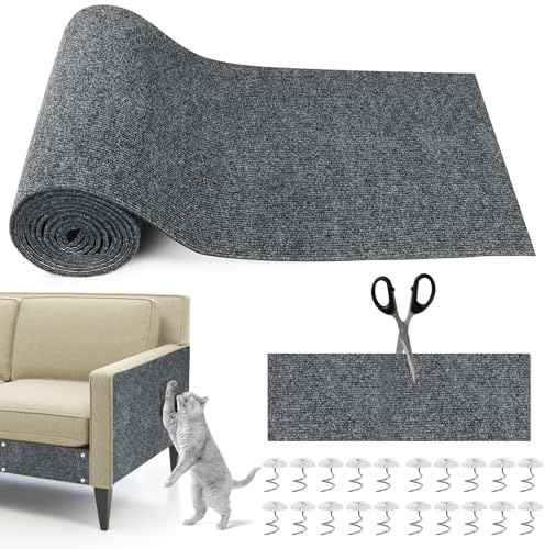 300cm×40cm Kratzmatte Katze Selbstklebend, Kratzschutz Sofa Katze, Trimmbare DIY Katzen Kratzmatte mit 20 Schrauben AntiKratz Möbel für Katzenbaumregale Couch Wand Tür Schutz
