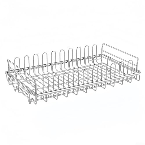 Escurreplatos de acero inoxidable extensible con portavasos para fregadero de cocina, resistente al óxido, multifuncional, para secar platos y lavar frutas y verduras, ahorra espacio para apartamentos