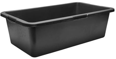 Garronda Gaveta de Obra Rectangular 40 L – Cubeta Plástica Resistente para Mortero y Mezclar Cemento, Contenedor Multiusos Tipo Bañera para Construcción, Hogar y Jardín GD-0169 Negro