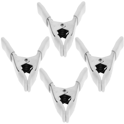 Pinza de Resorte de Alta Resistencia 4 Piezas Blanco para Fondo | Abrazaderas de Plástico Pvc, Compactas y Fáciles de Transportar, para Proyectos DIY y Uso de Telón