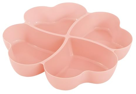 Pink Four Section Serving Tray - Plastic Divided Snack Platter Lightweight Picnic Food Tray for Indoor Outdoor Use Kitchen Garden Parties 32cm - Summer BBQ Party