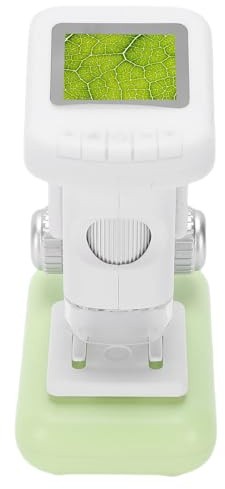 Akozon Microscopio Portátil 1200X Microscopio Electrónico de Ciencia Recargable Digital de Mano Verde Blanco