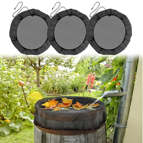 3 unidades de red para barriles de lluvia con goma elástica, 80 cm, cubierta ajustable para el depósito de lluvia, protección contra hojas e insectos
