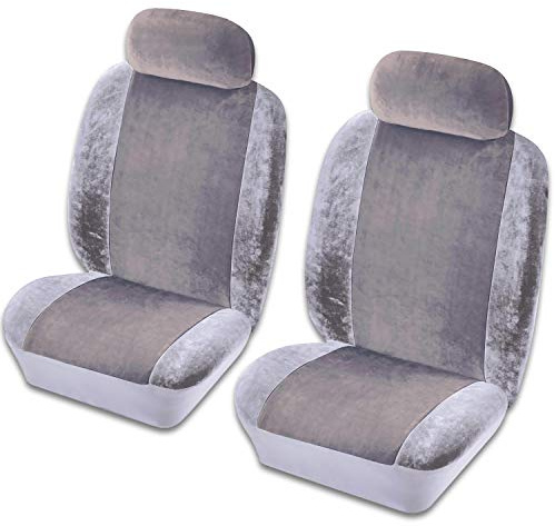 Cosmos Front Pair Car Seat Covers with Separate Headrest Covers Enhances Vehicle Interior Easy Installation, Grey Colour, 1785002 Heritage