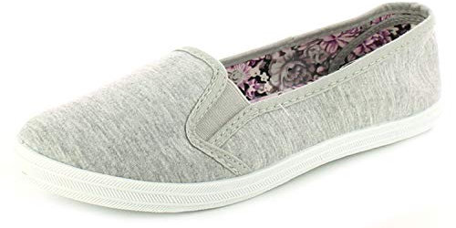 Platino Eleanor Shoes for Women - Slip On Trainers for Women Available in White, Navy & Grey, Comfortable and Breathable Womens Summer Shoes with Elasticated Gusset Grey 7 UK