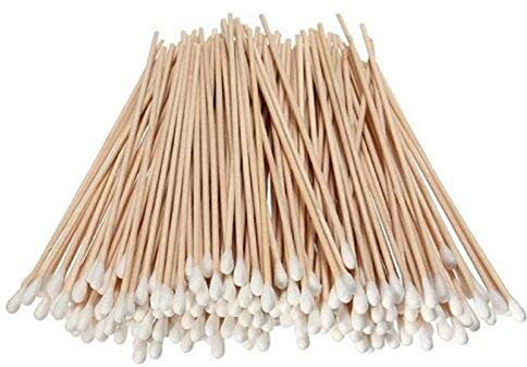 Haishell 100 Pcs 6 Inch Extra Long Cotton Swabs with Wooden Handle Natural Pure Cotton Buds Ear Picks