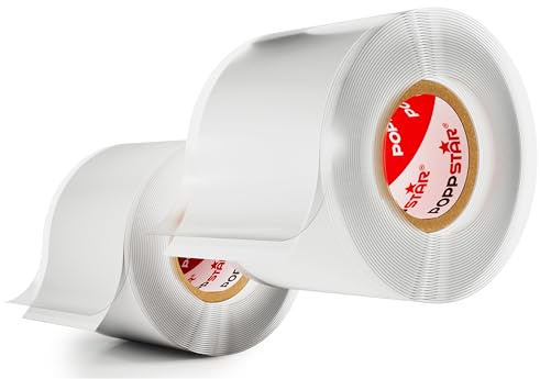 Poppstar självförseglande silikontejp, 3m x 38mm, isoleringstejp och tätningstejp (vatten, luft), vit, 2 rullar